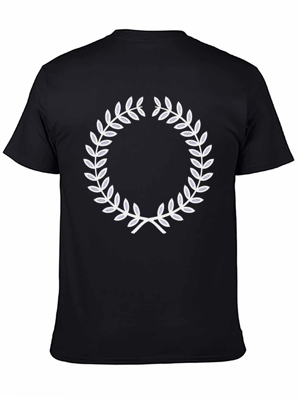 Black T-Shirt with White Laurel Wreath Design