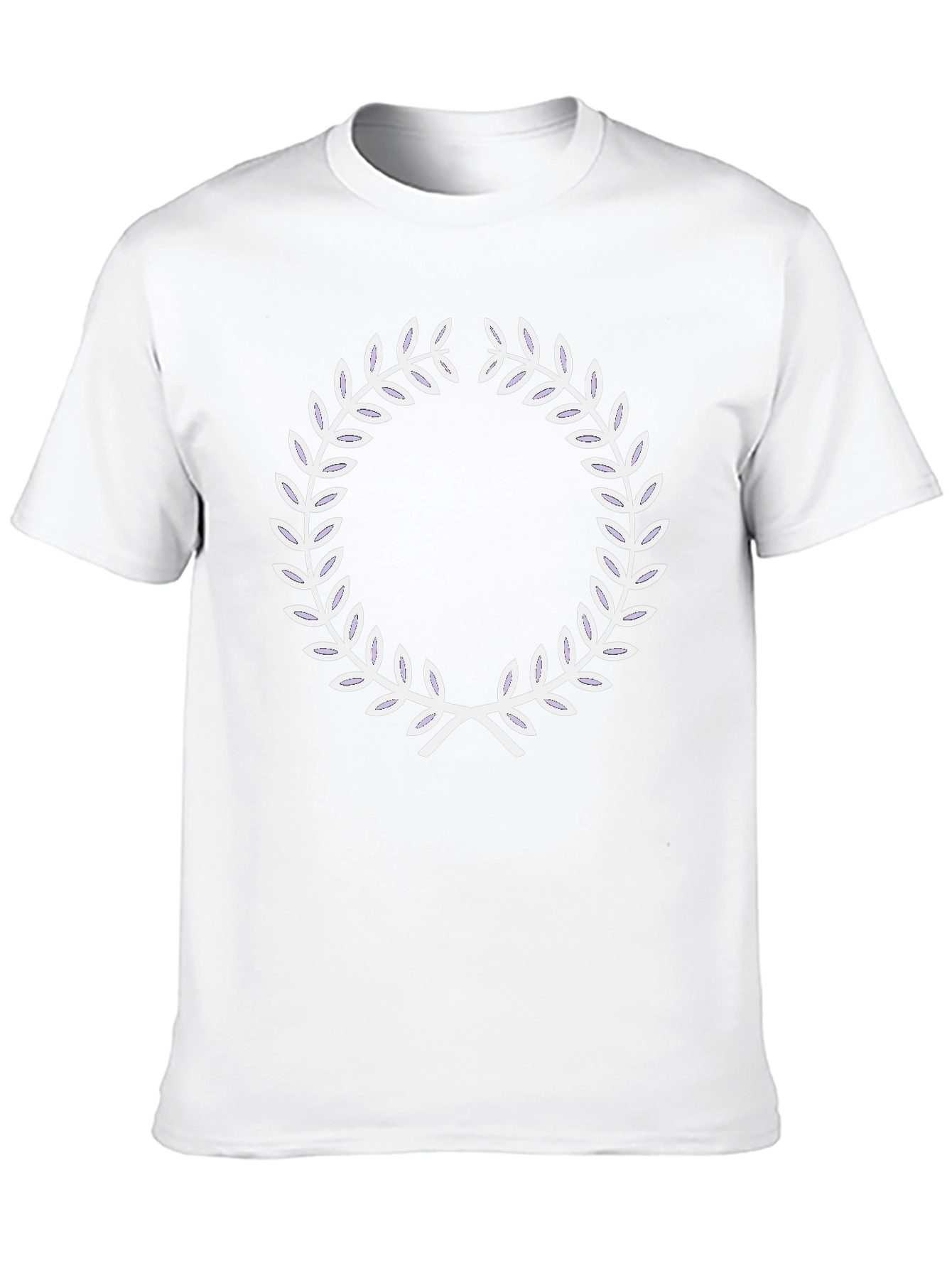 Black T-Shirt with White Laurel Wreath Design