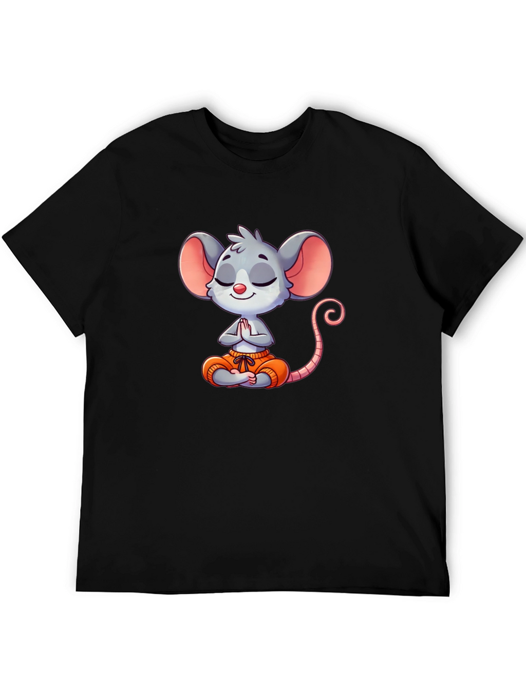 Meditating Mouse Graphic T-Shirt - Black