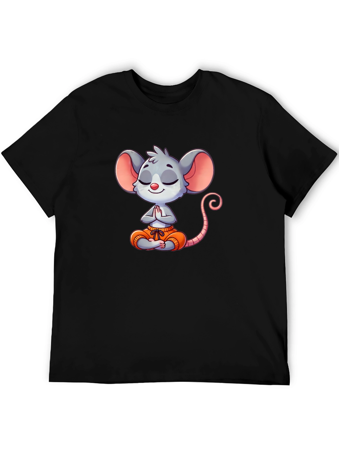 Meditating Mouse Graphic T-Shirt - Black