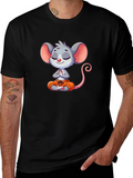 Meditating Mouse Graphic T-Shirt - Black