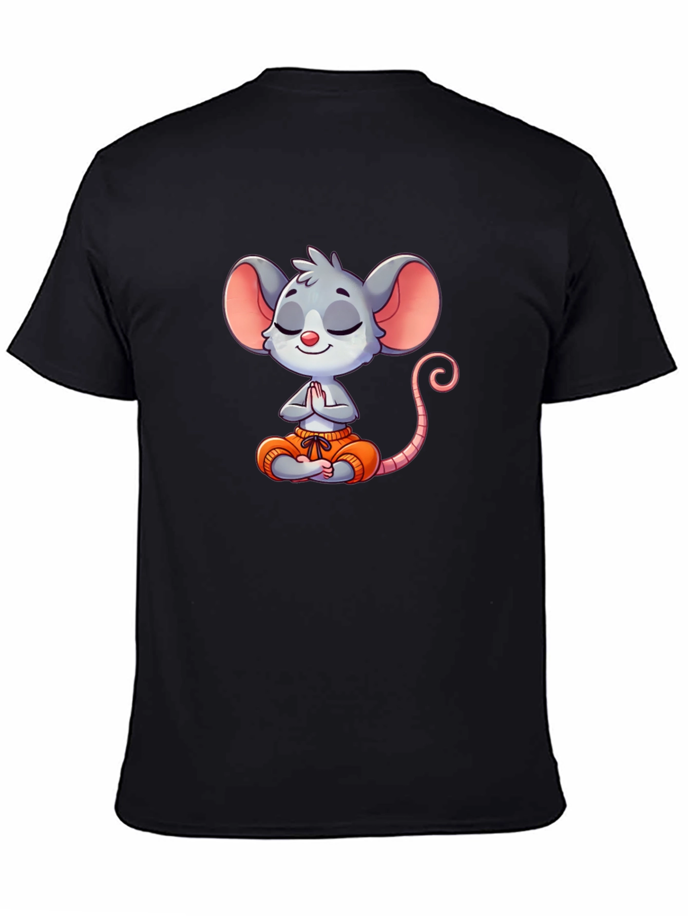 Meditating Mouse Graphic T-Shirt - Black