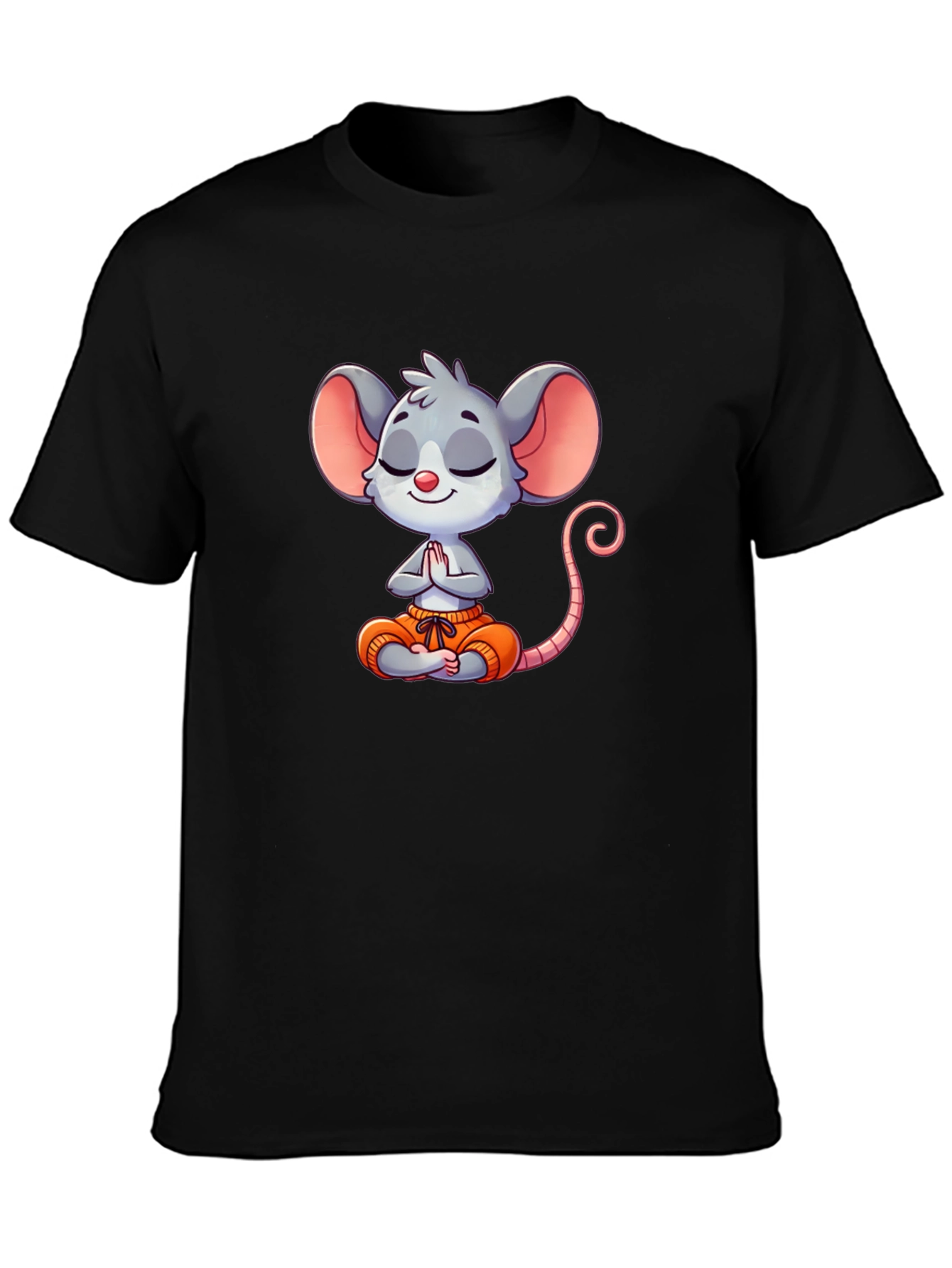 Meditating Mouse Graphic T-Shirt - Black
