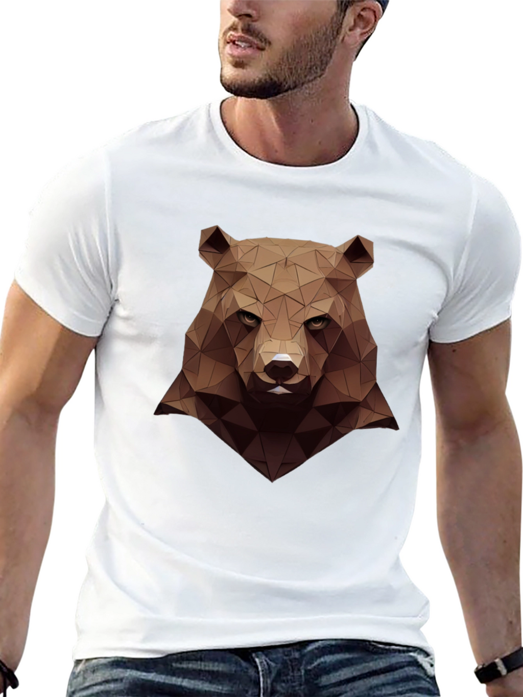 Geometric Bear Graphic Tee - Mens Black Shirt