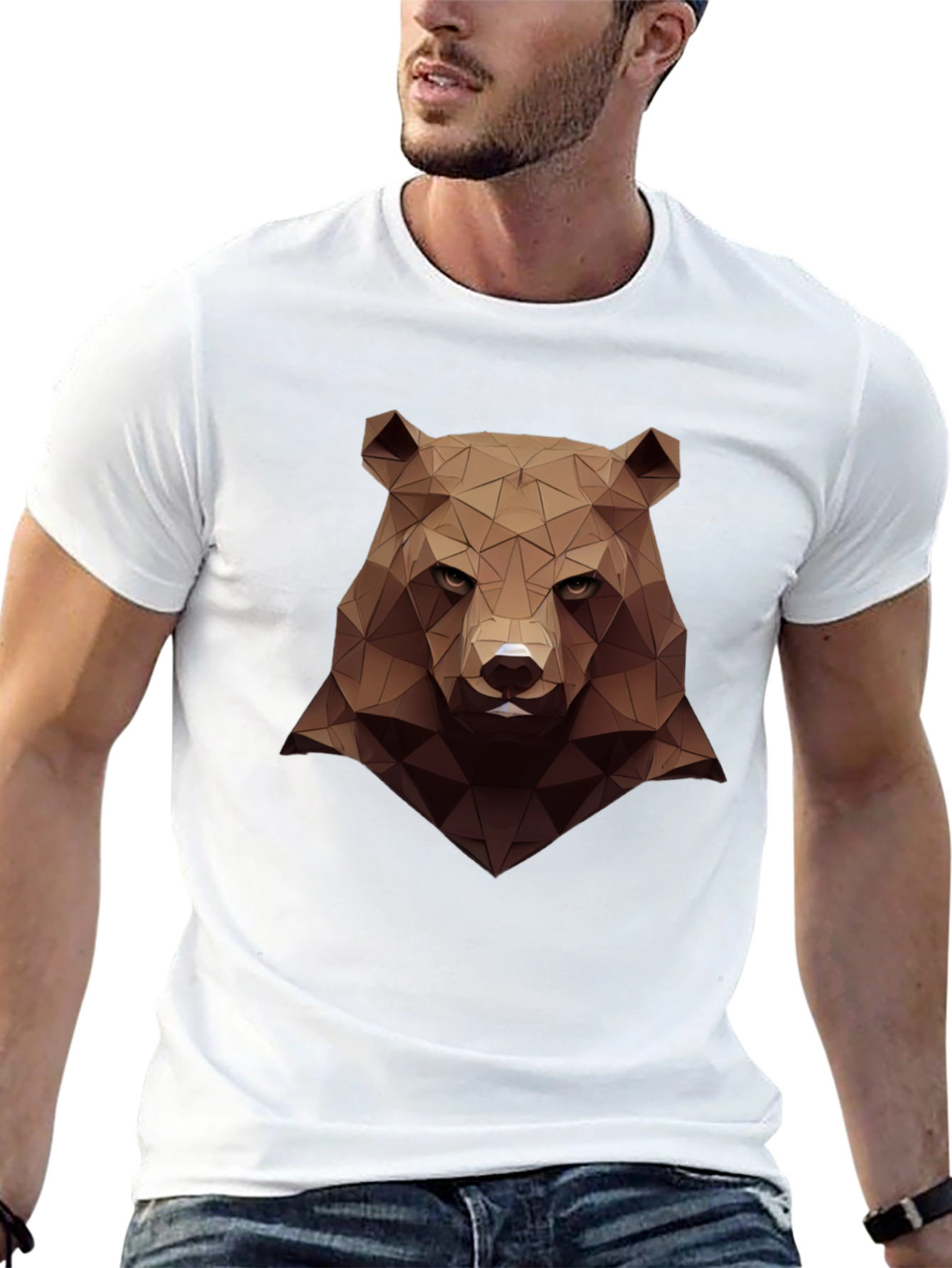 Geometric Bear Graphic Tee - Mens Black Shirt