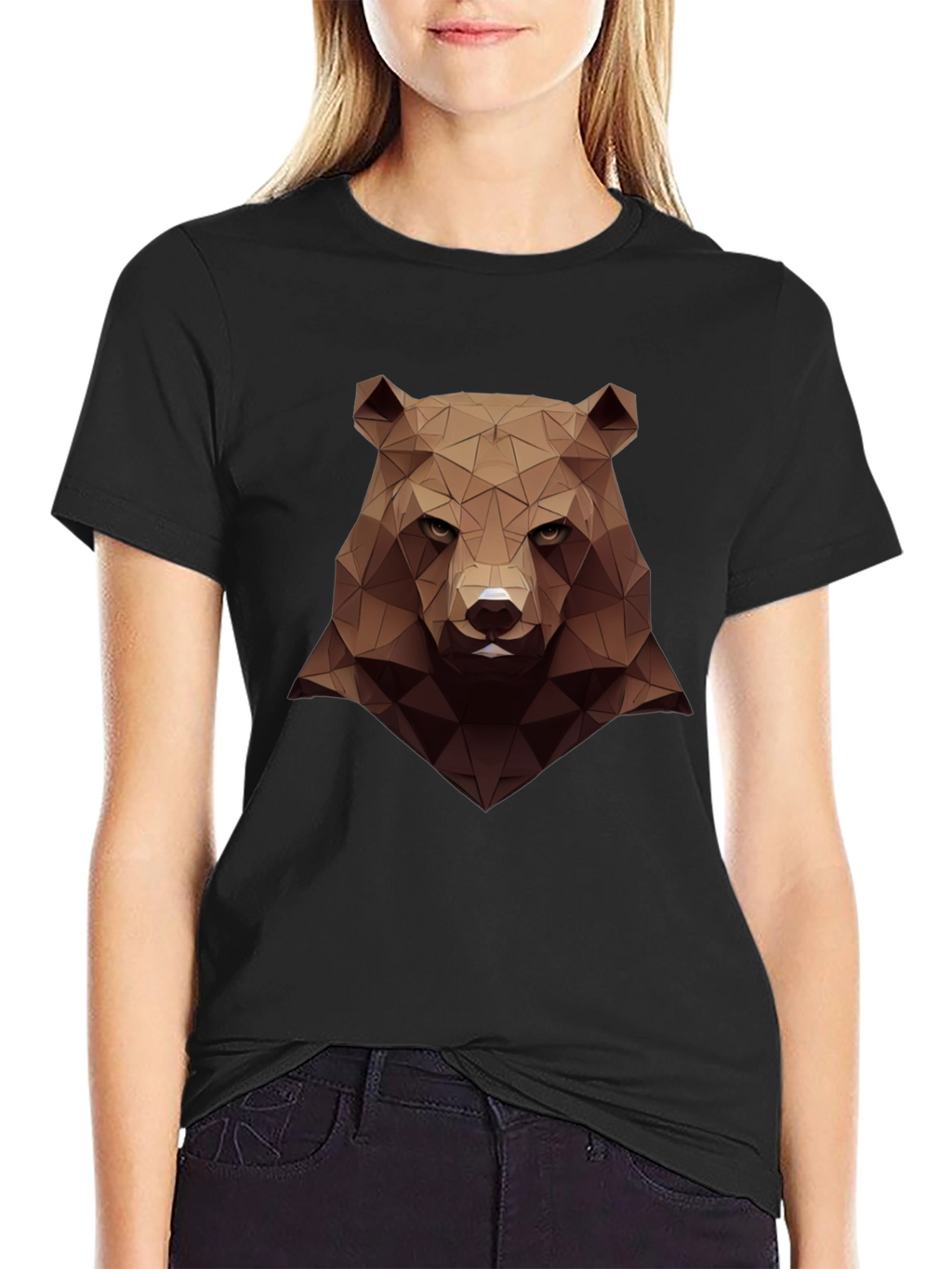 Geometric Bear Graphic Tee - Mens Black Shirt