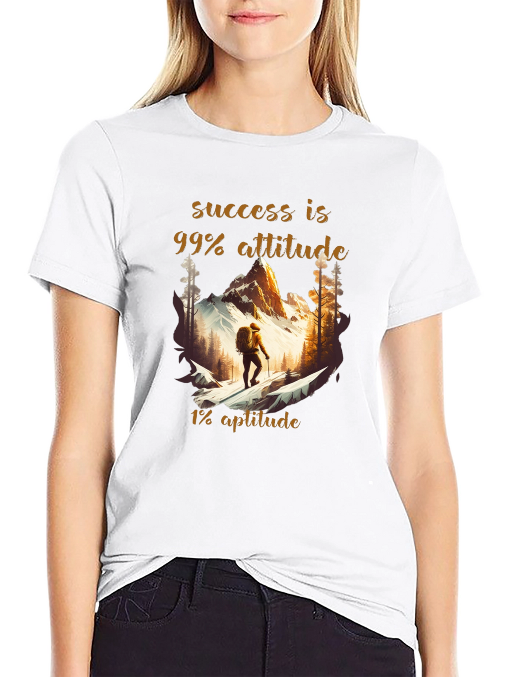 Success Attitude Mountain Hiking Graphic T-Shirt