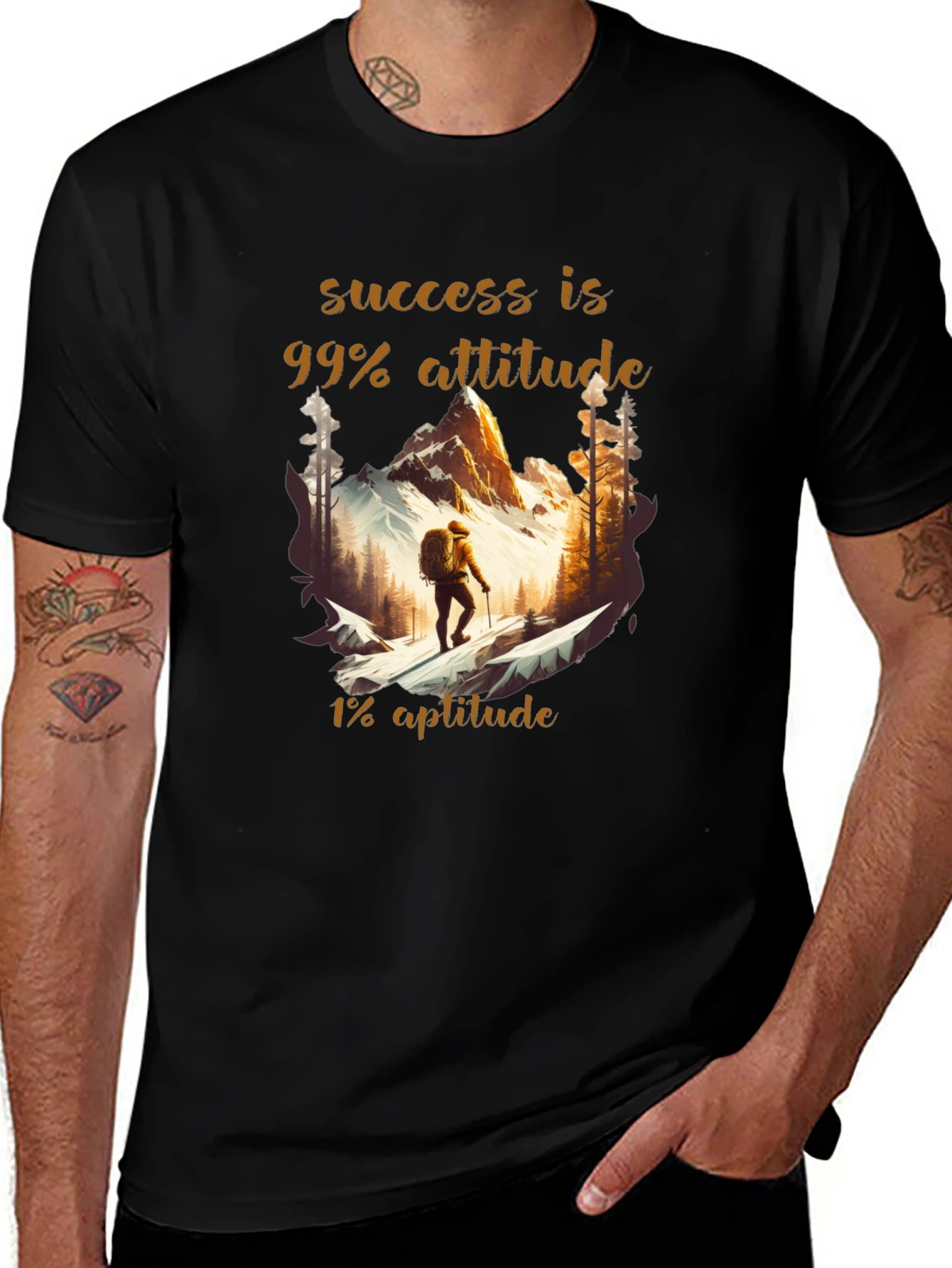Success Attitude Mountain Hiking Graphic T-Shirt
