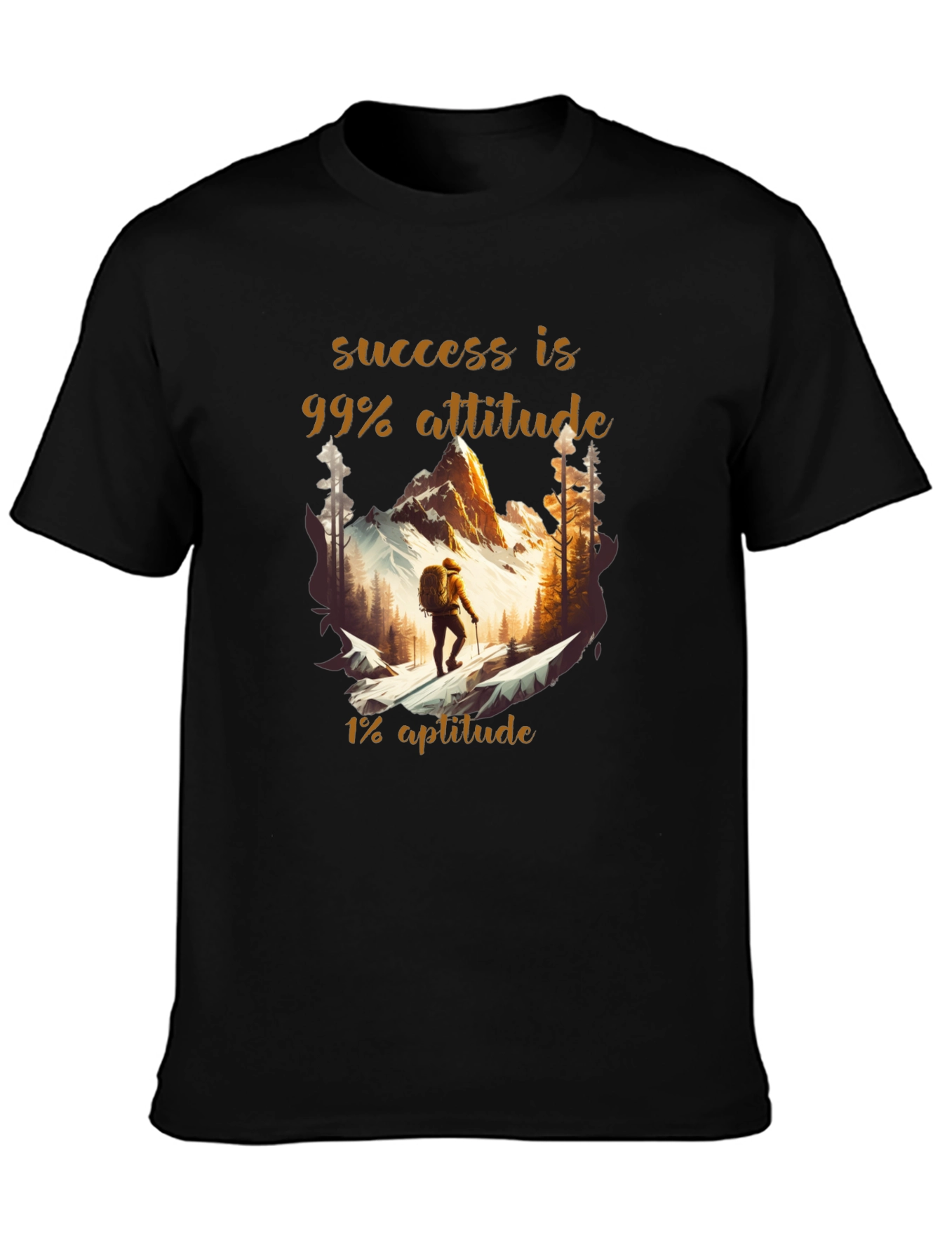 Success Attitude Mountain Hiking Graphic T-Shirt