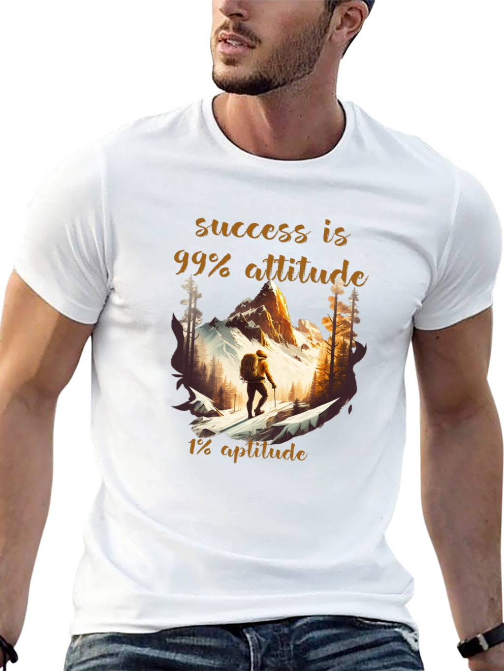 Success Attitude Mountain Hiking Graphic T-Shirt