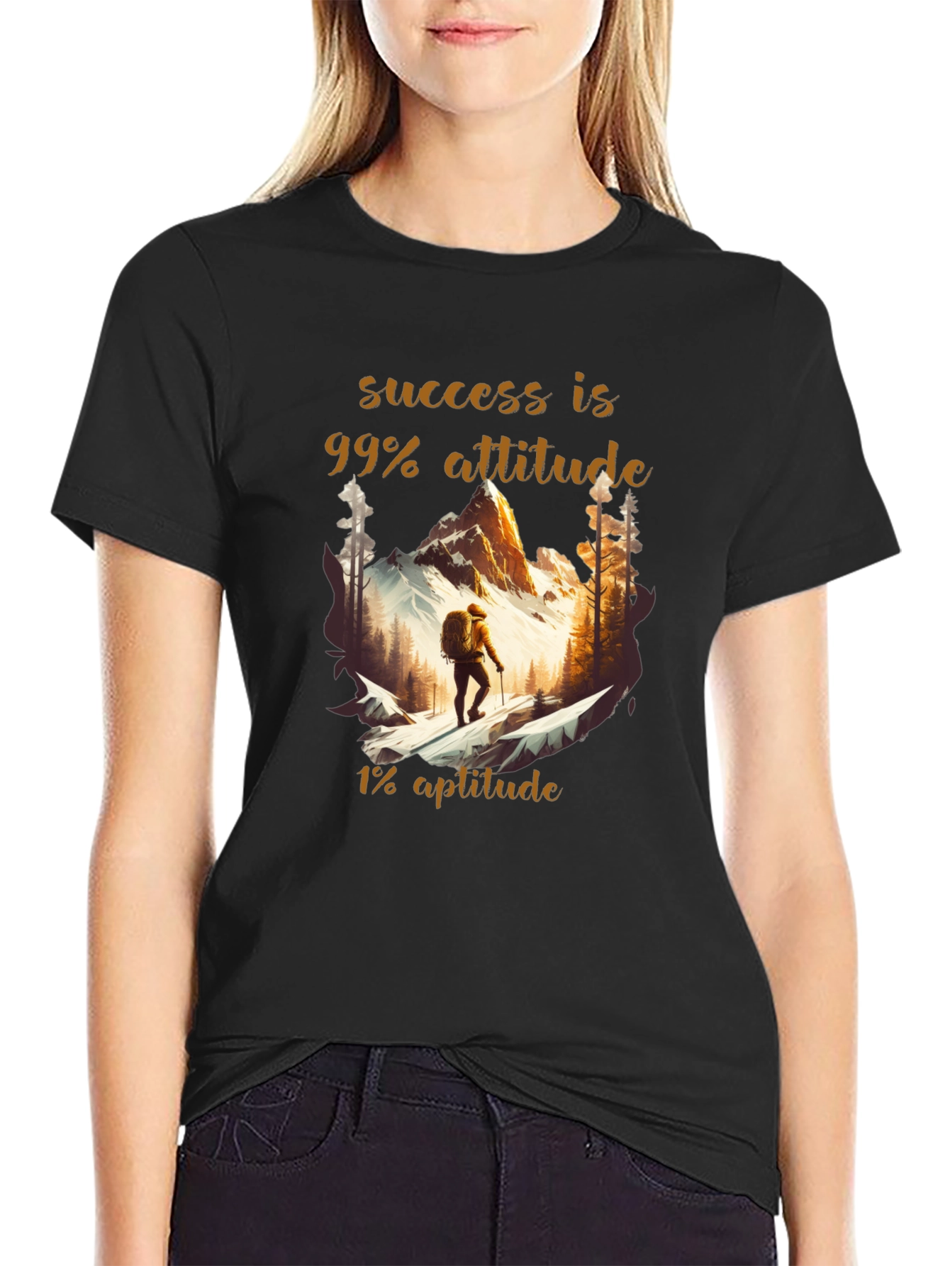 Success Attitude Mountain Hiking Graphic T-Shirt