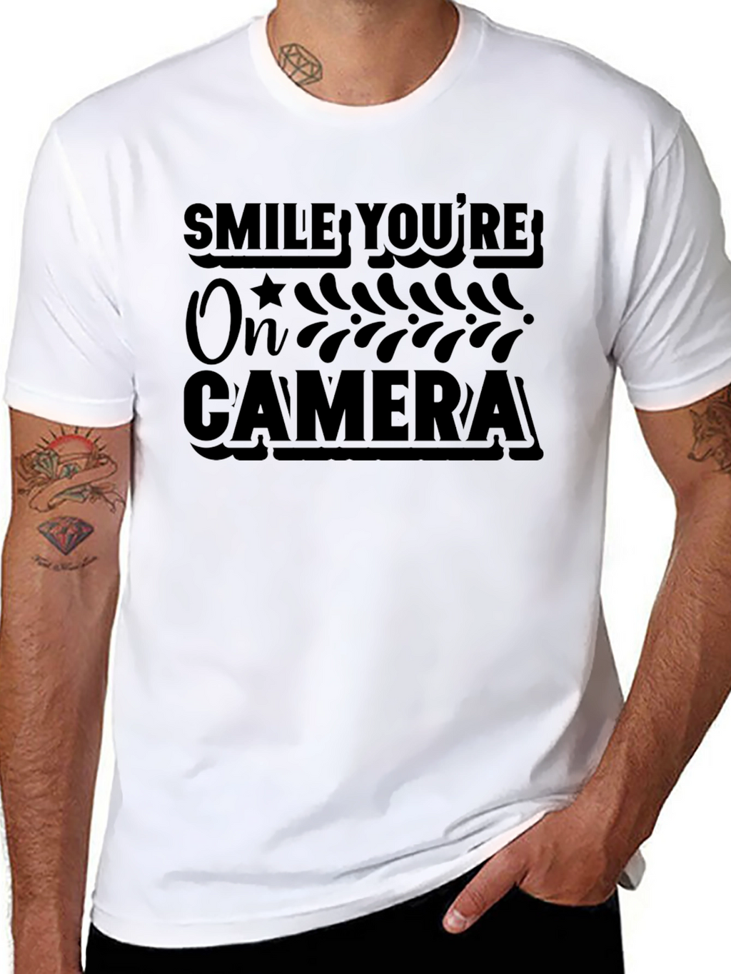 Smile Youre On Camera Black Graphic Tee