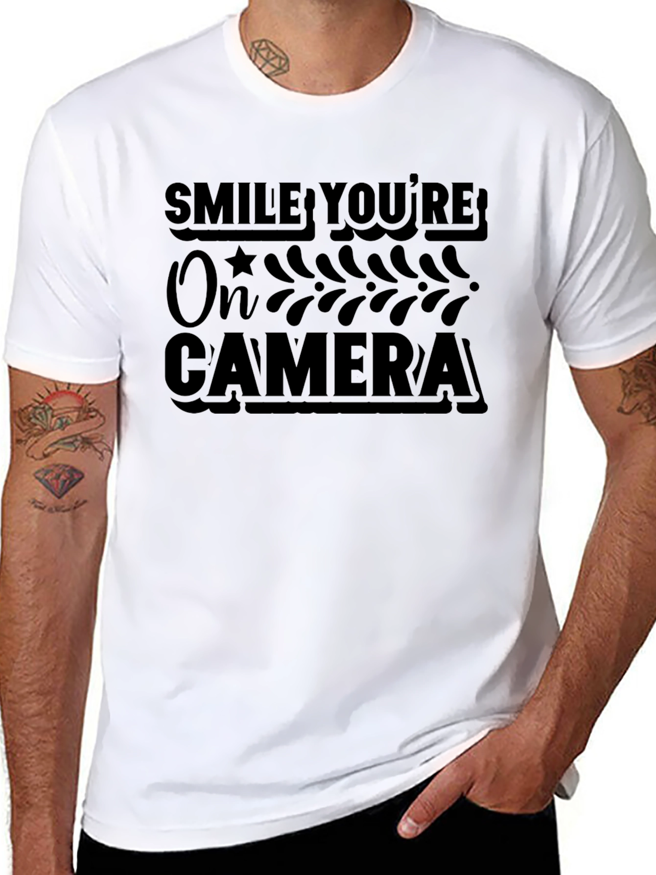 Smile Youre On Camera Black Graphic Tee