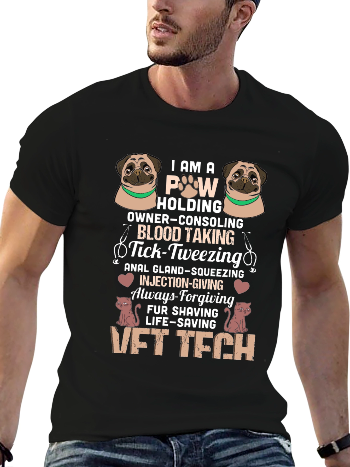 VET TECH T-Shirt - Paw Holding Life-Saving