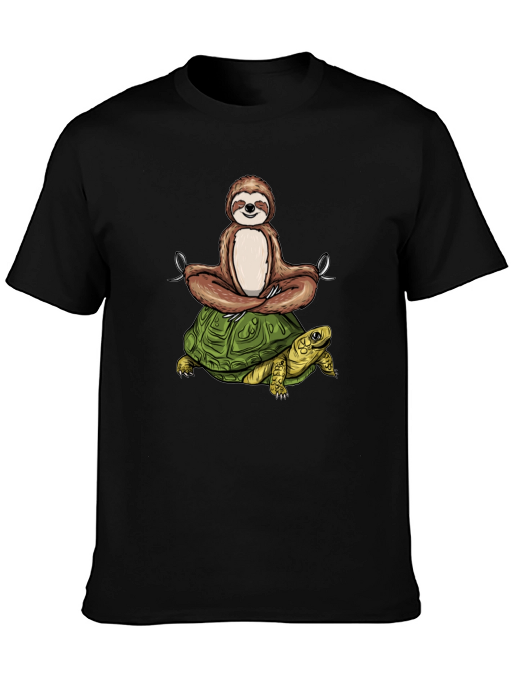 Sloth Meditating on Turtle Graphic Tee