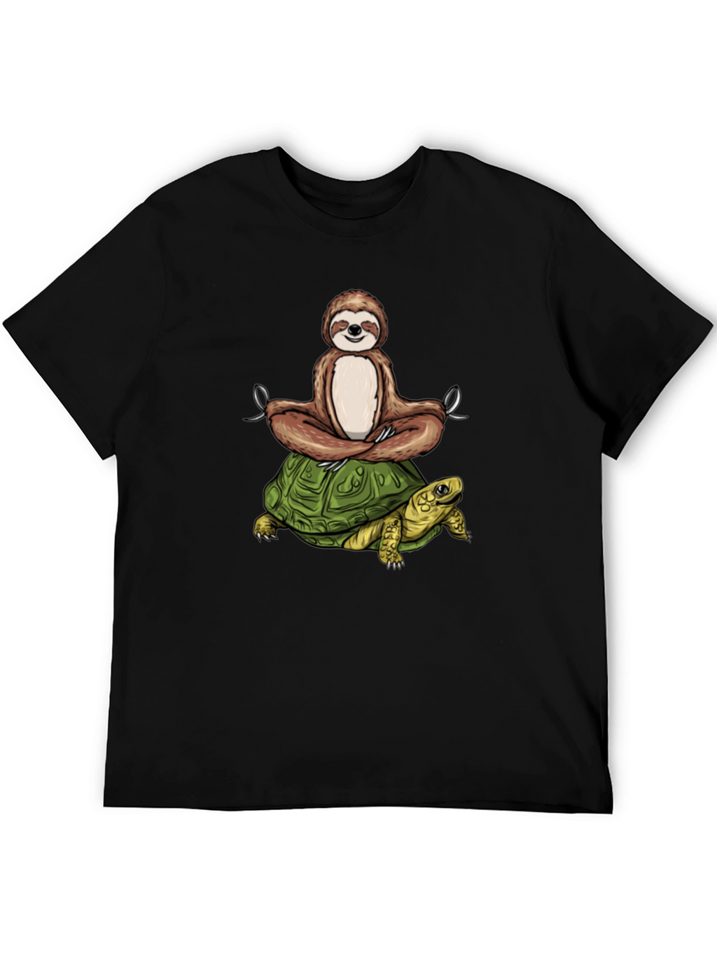 Sloth Meditating on Turtle Graphic Tee