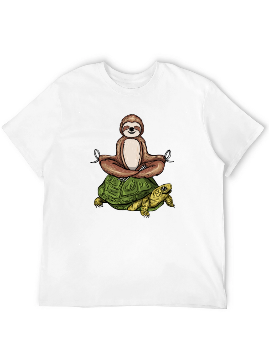 Sloth Meditating on Turtle Graphic Tee
