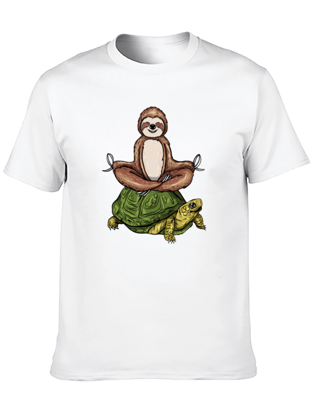 Sloth Meditating on Turtle Graphic Tee