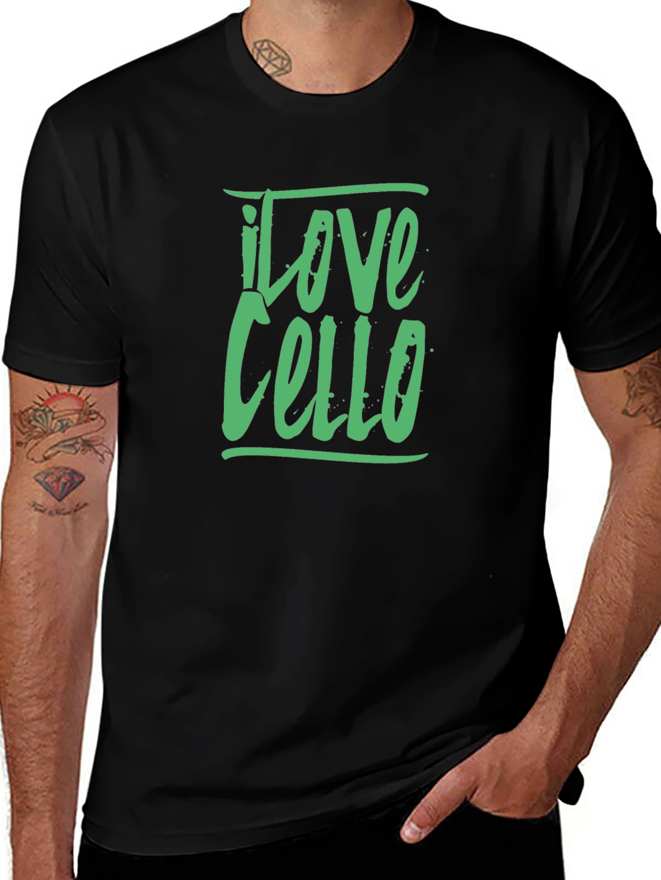 I Love Cello Graphic Tee - Black Cotton T-Shirt