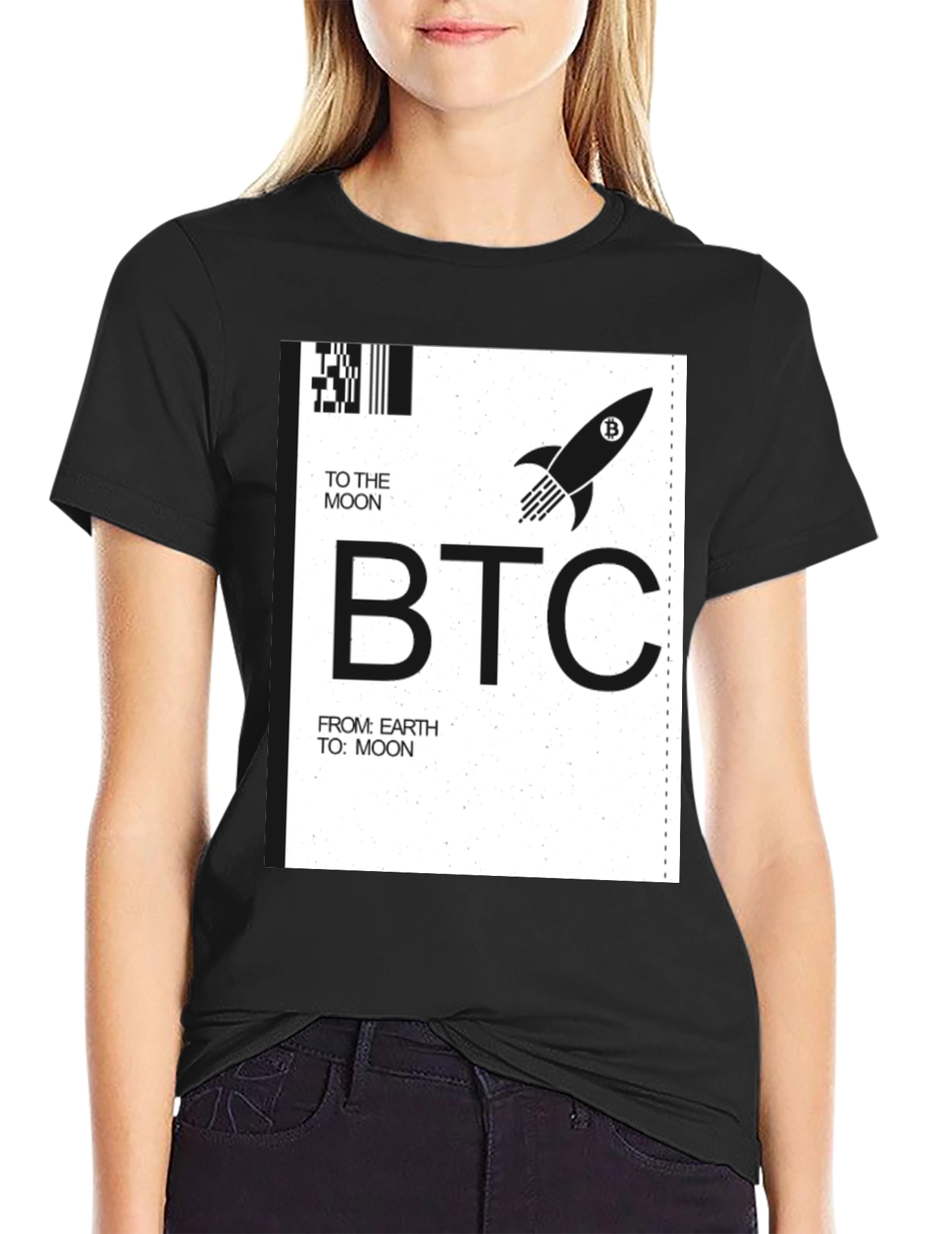 Bitcoin BTC To The Moon Black T-Shirt