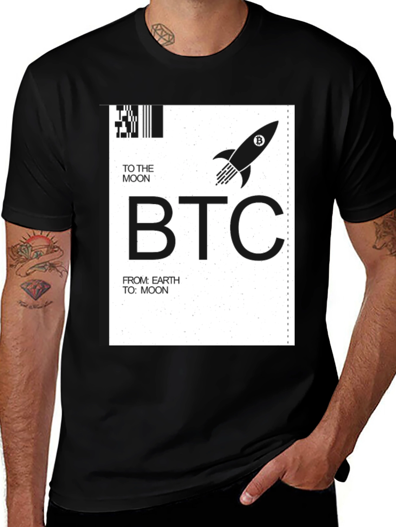 Bitcoin BTC To The Moon Black T-Shirt