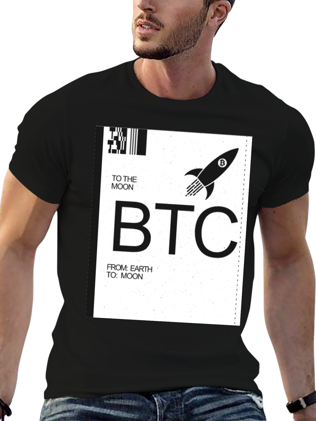 Bitcoin BTC To The Moon Black T-Shirt