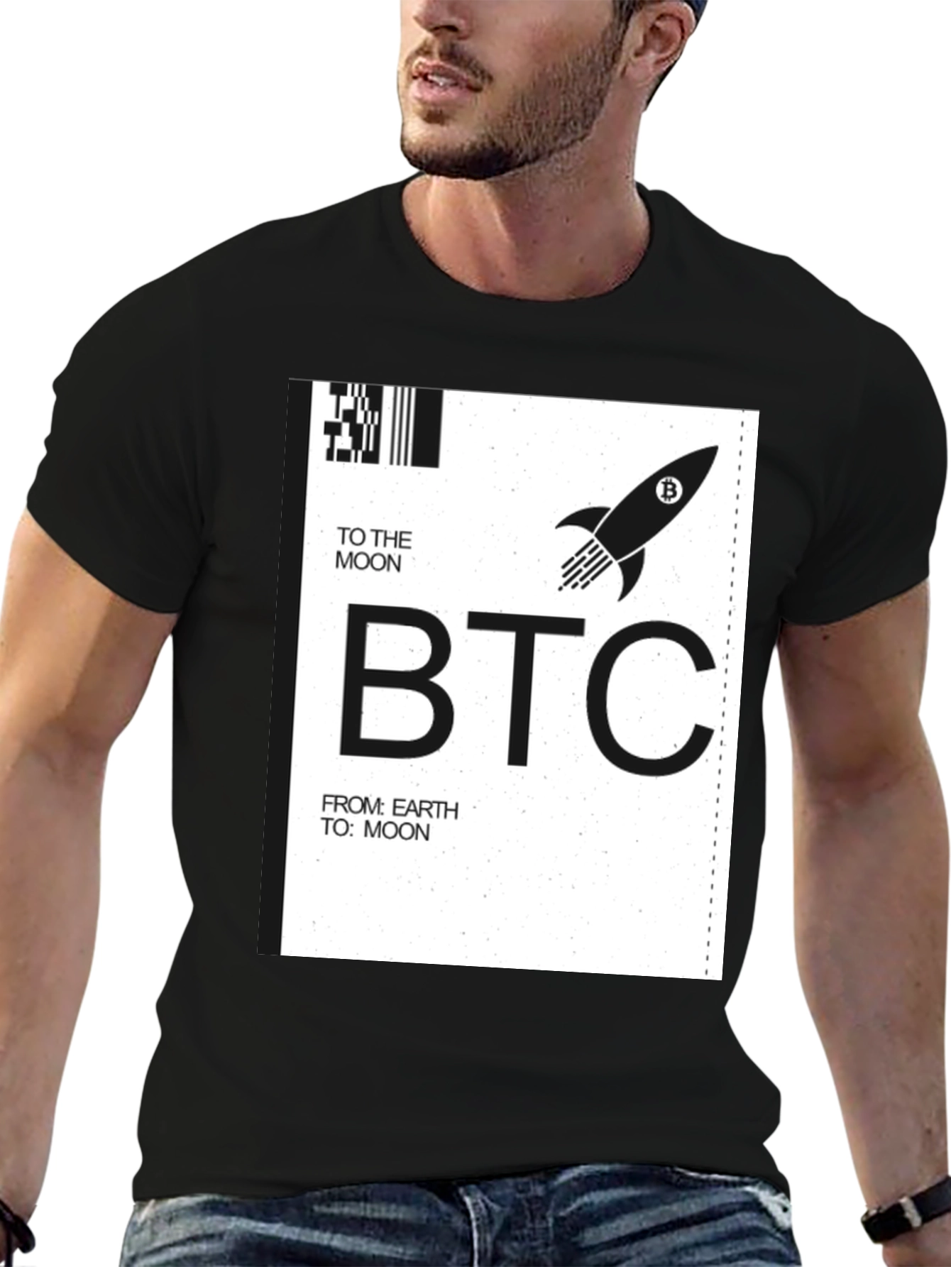 Bitcoin BTC To The Moon Black T-Shirt