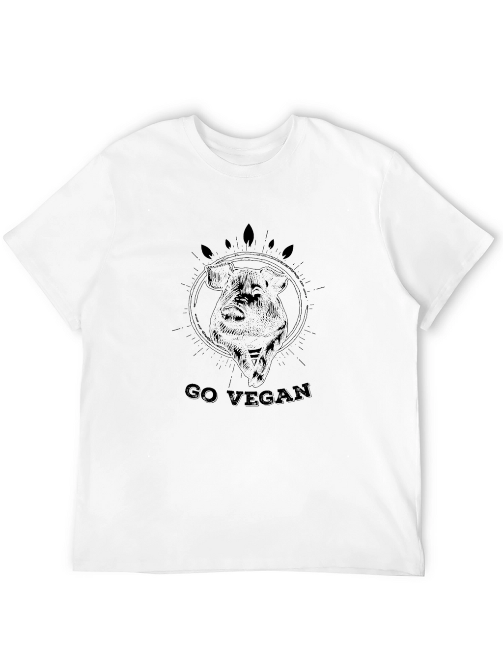 Go Vegan Pig Graphic Tee - Black