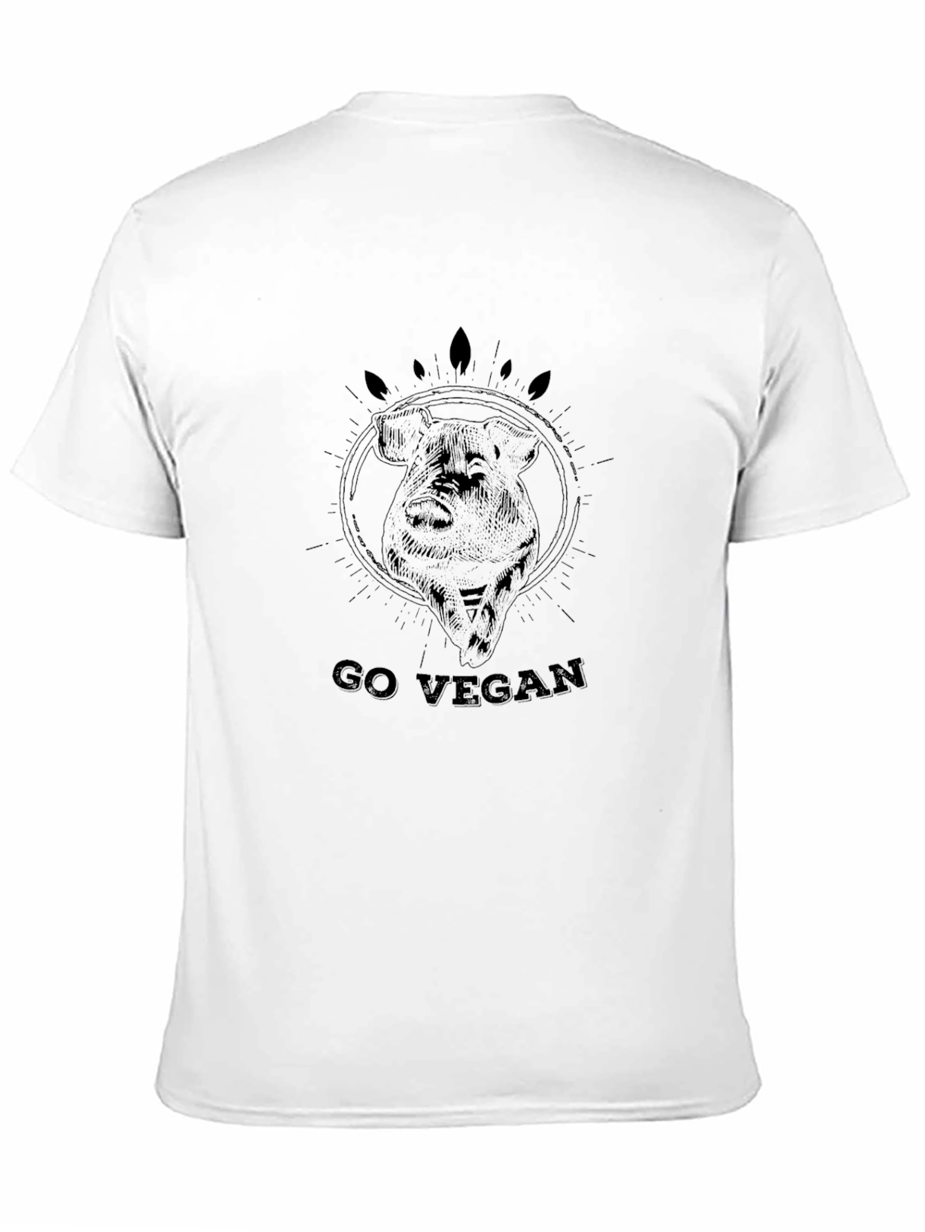 Go Vegan Pig Graphic Tee - Black