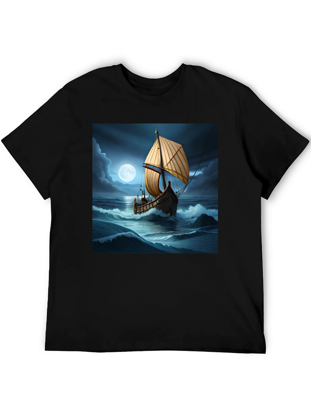 Sailboat at Sea Black T-Shirt