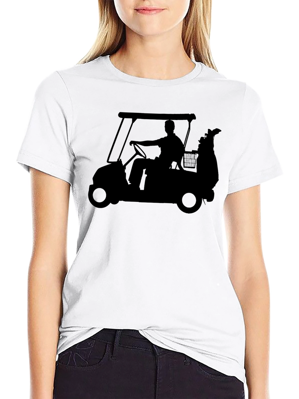 Golf Cart Silhouette T-Shirt - Classic Black Tee
