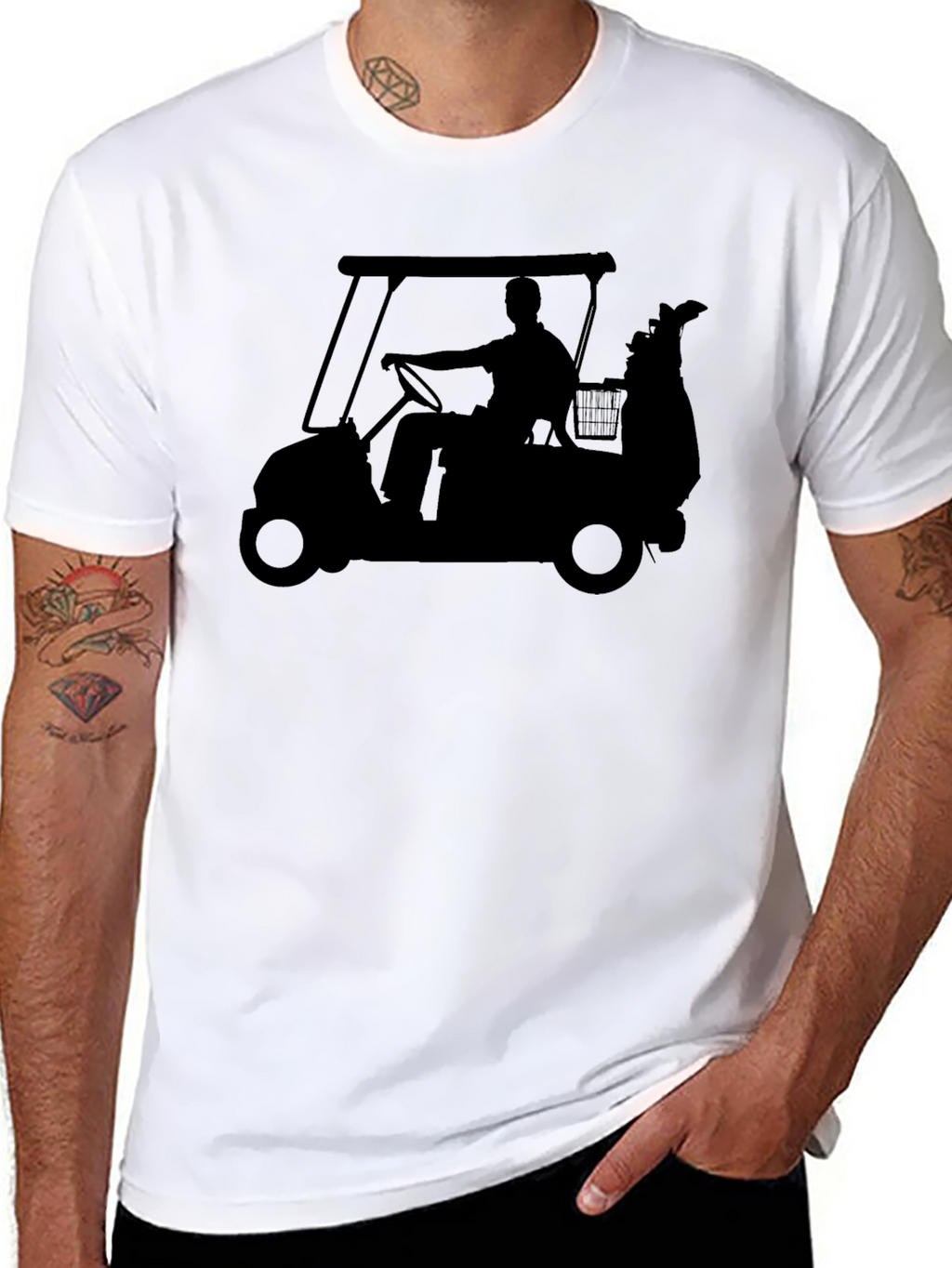 Golf Cart Silhouette T-Shirt - Classic Black Tee