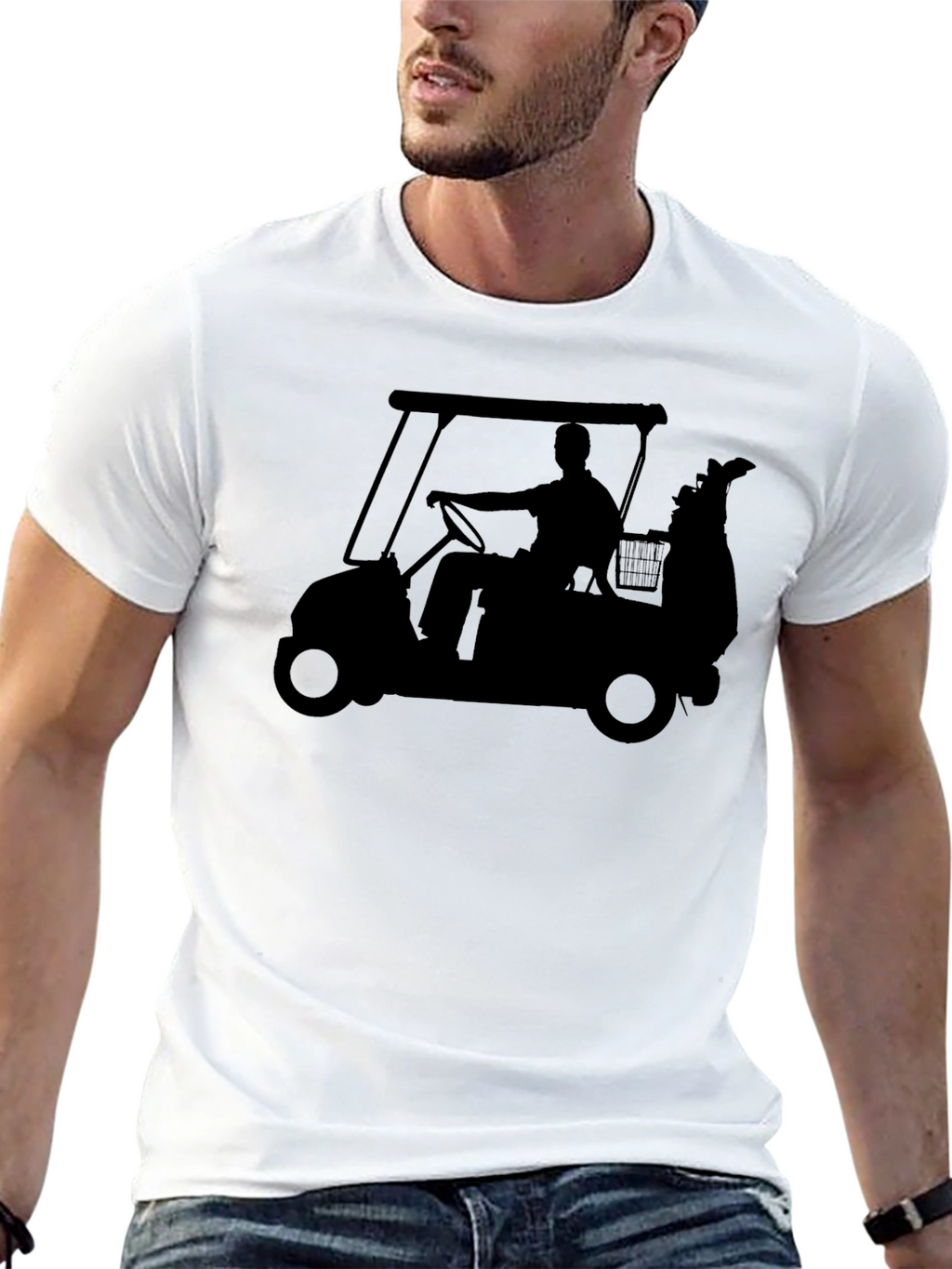 Golf Cart Silhouette T-Shirt - Classic Black Tee