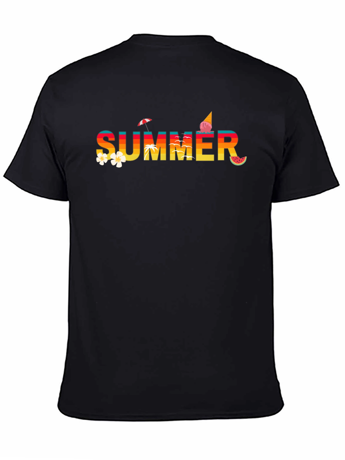 Summer Graphic Tee - Black Cotton T-Shirt