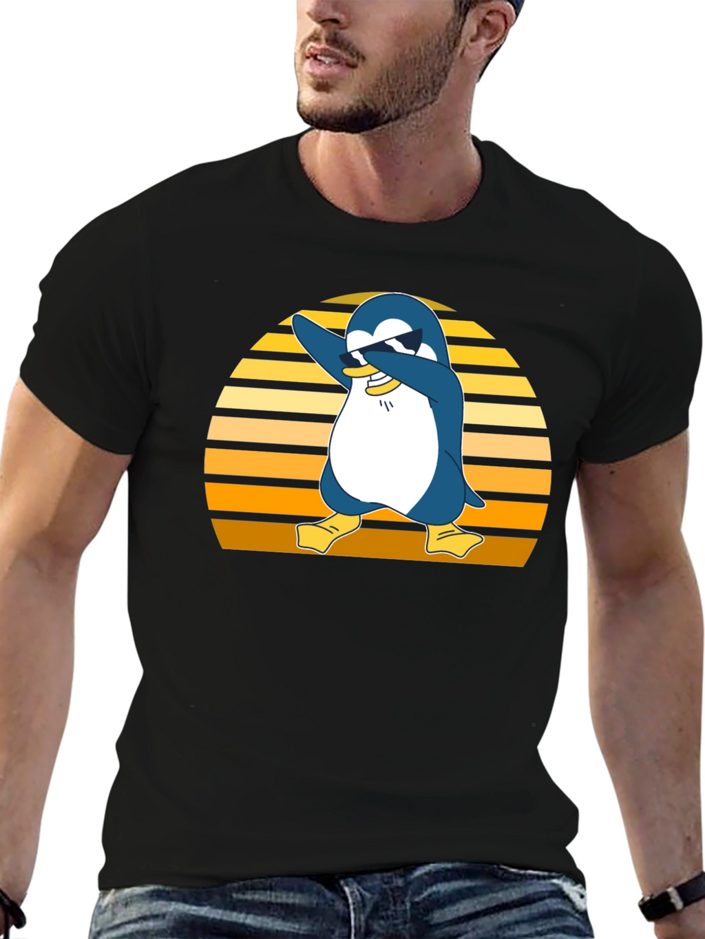 Dabbing Penguin T-Shirt - Cool Retro Style