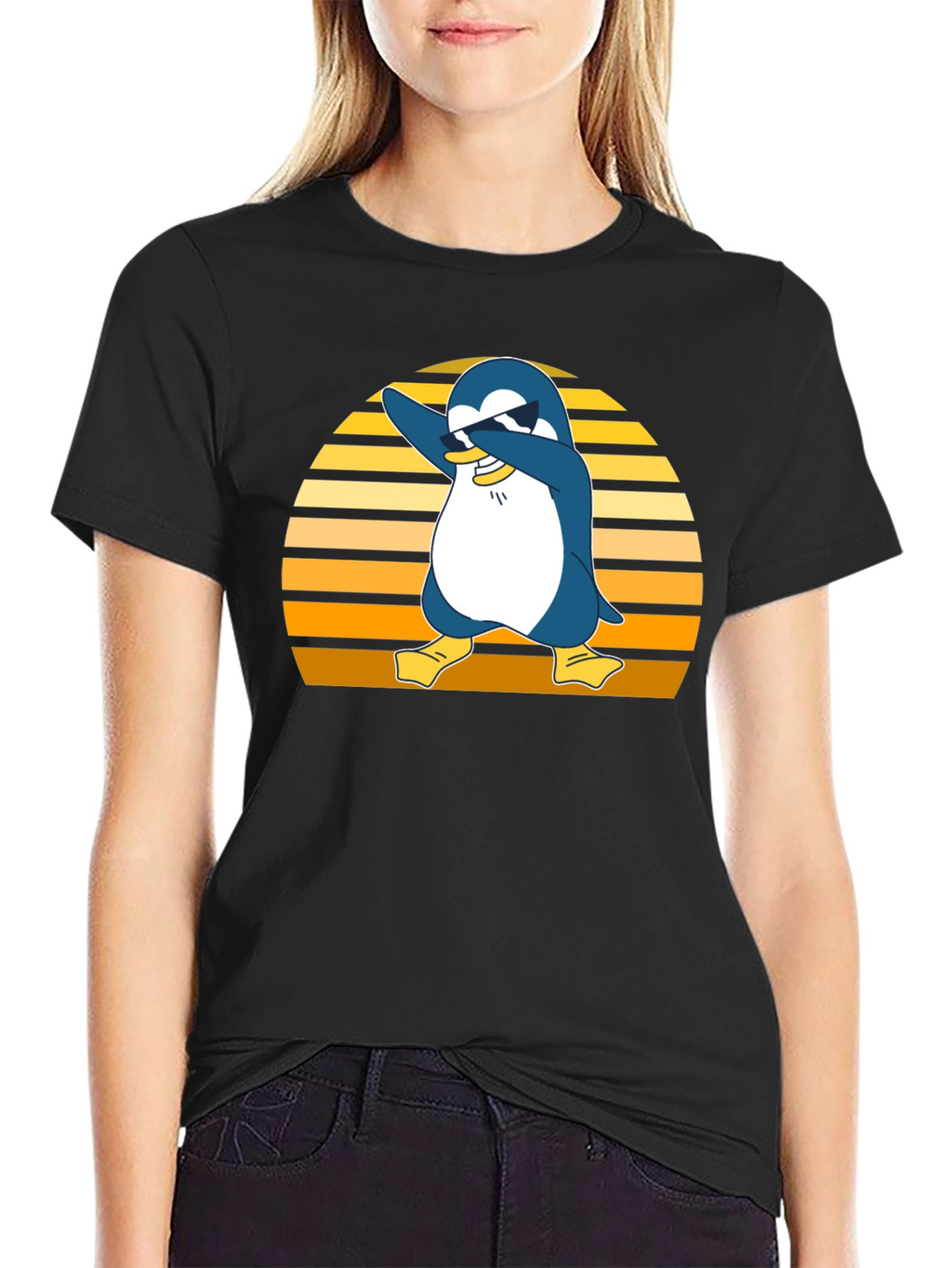 Dabbing Penguin T-Shirt - Cool Retro Style