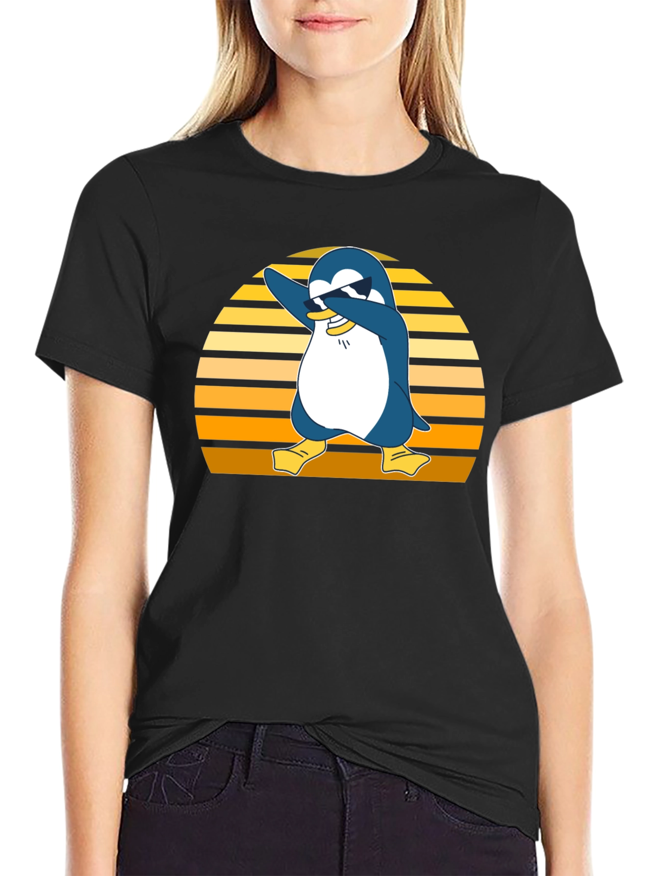 Dabbing Penguin T-Shirt - Cool Retro Style