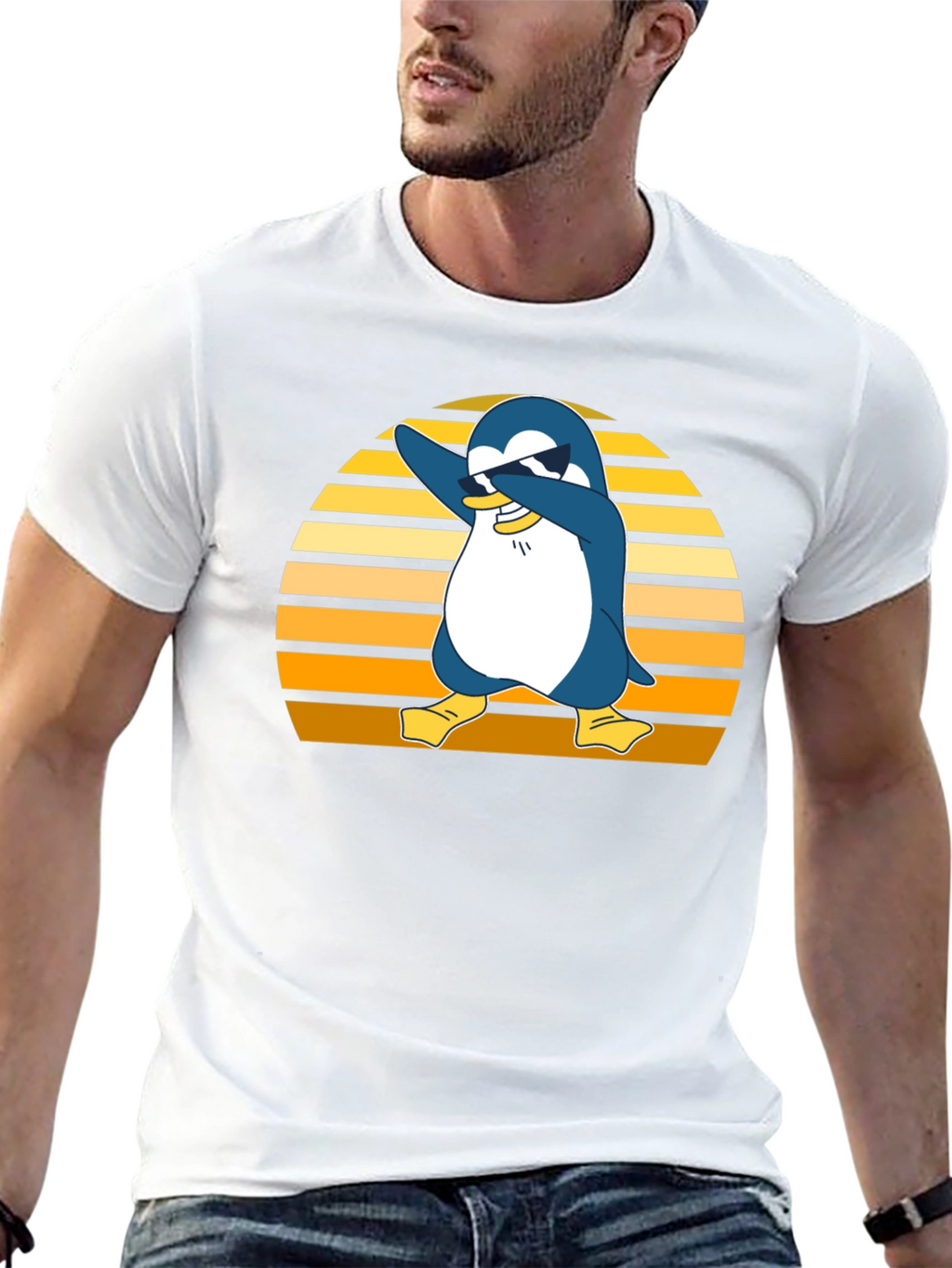 Dabbing Penguin T-Shirt - Cool Retro Style