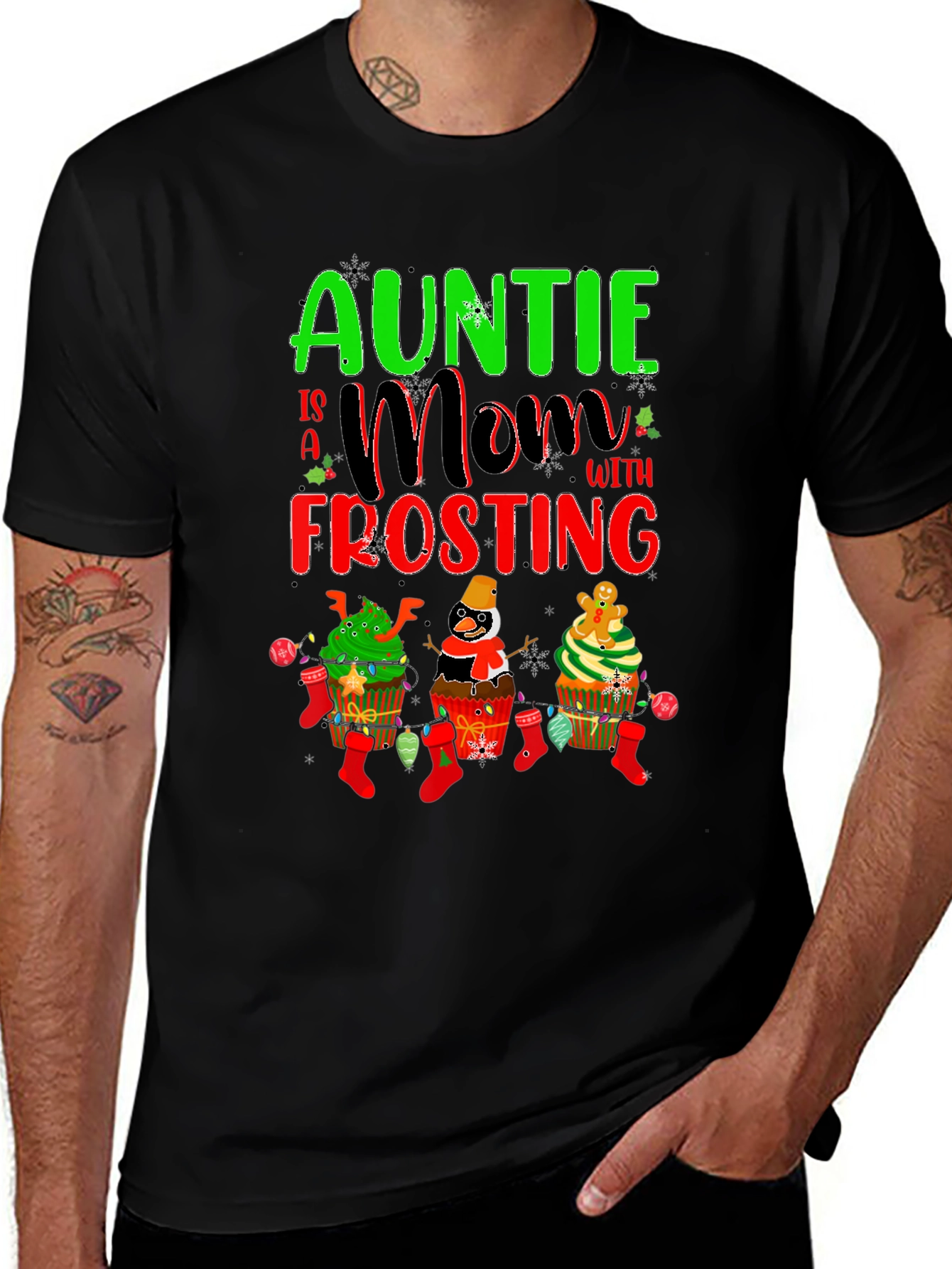Auntie Mom with Frosting Christmas T-Shirt