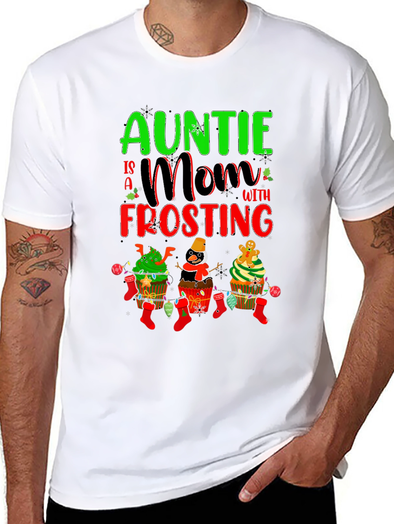 Auntie Mom with Frosting Christmas T-Shirt