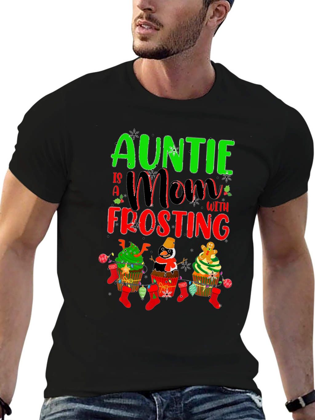 Auntie Mom with Frosting Christmas T-Shirt