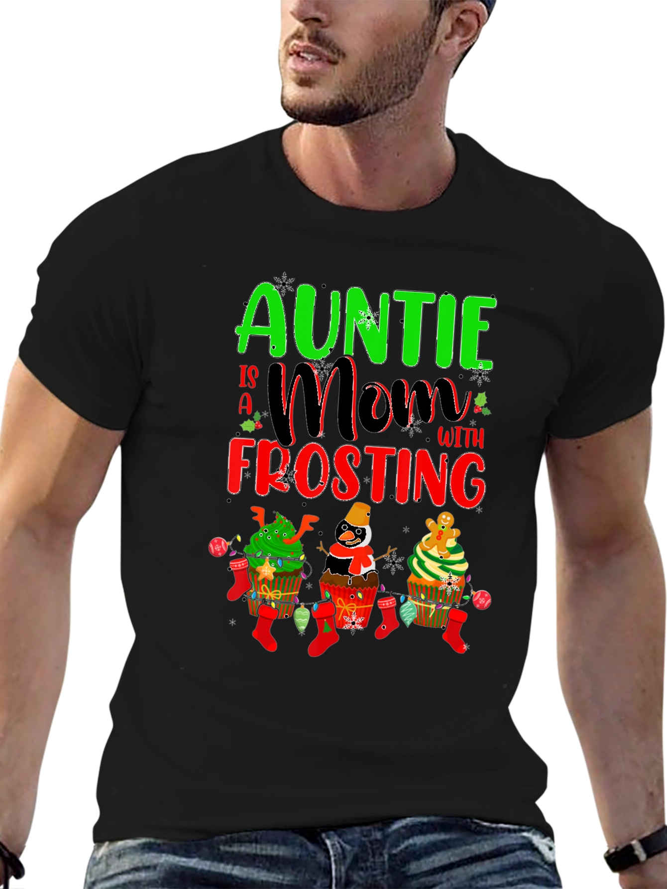 Auntie Mom with Frosting Christmas T-Shirt