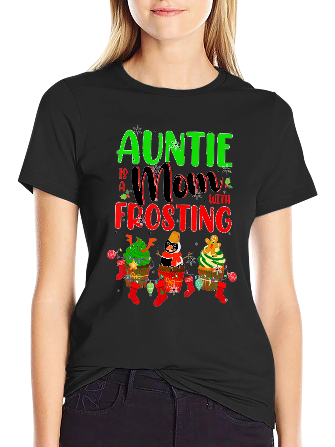Auntie Mom with Frosting Christmas T-Shirt