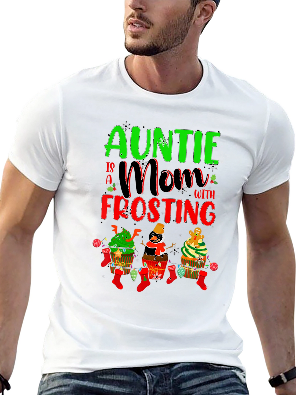 Auntie Mom with Frosting Christmas T-Shirt