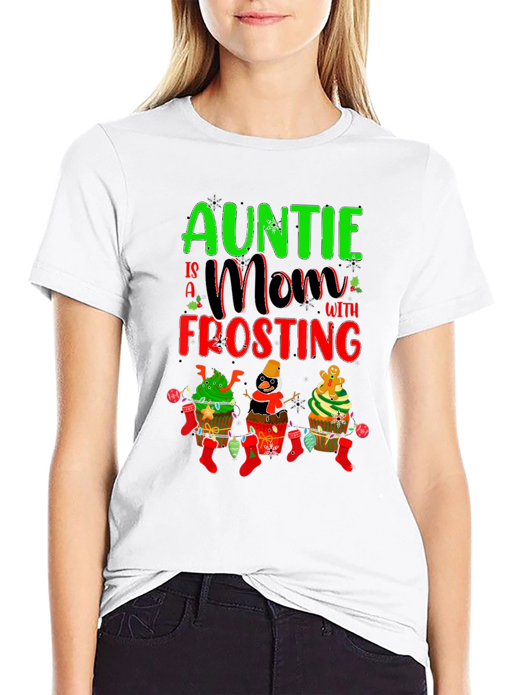 Auntie Mom with Frosting Christmas T-Shirt