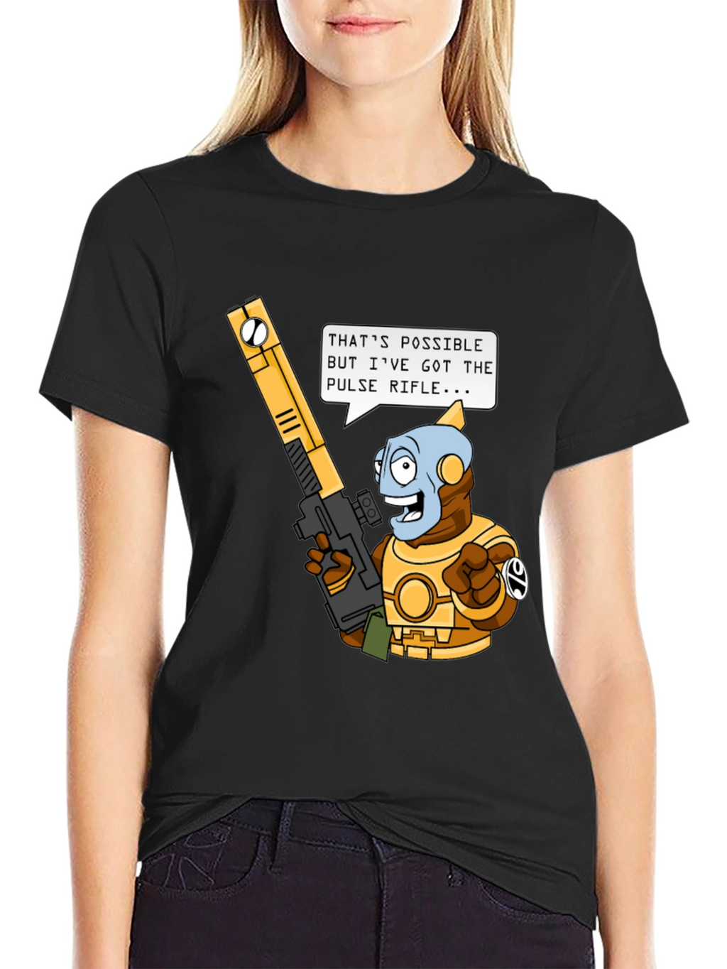 Humorous Sci-Fi T-Shirt - Pulse Rifle Design