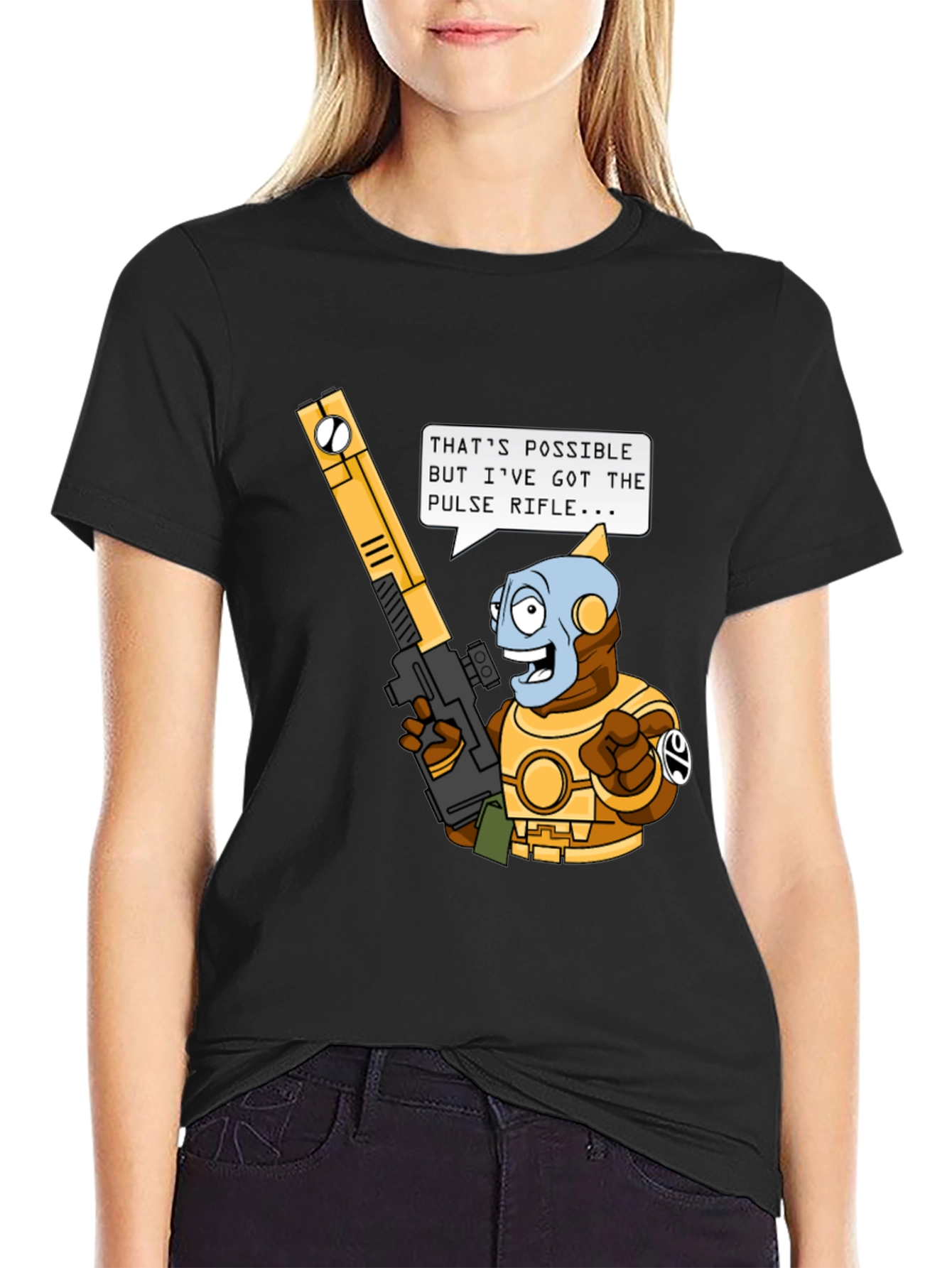 Humorous Sci-Fi T-Shirt - Pulse Rifle Design