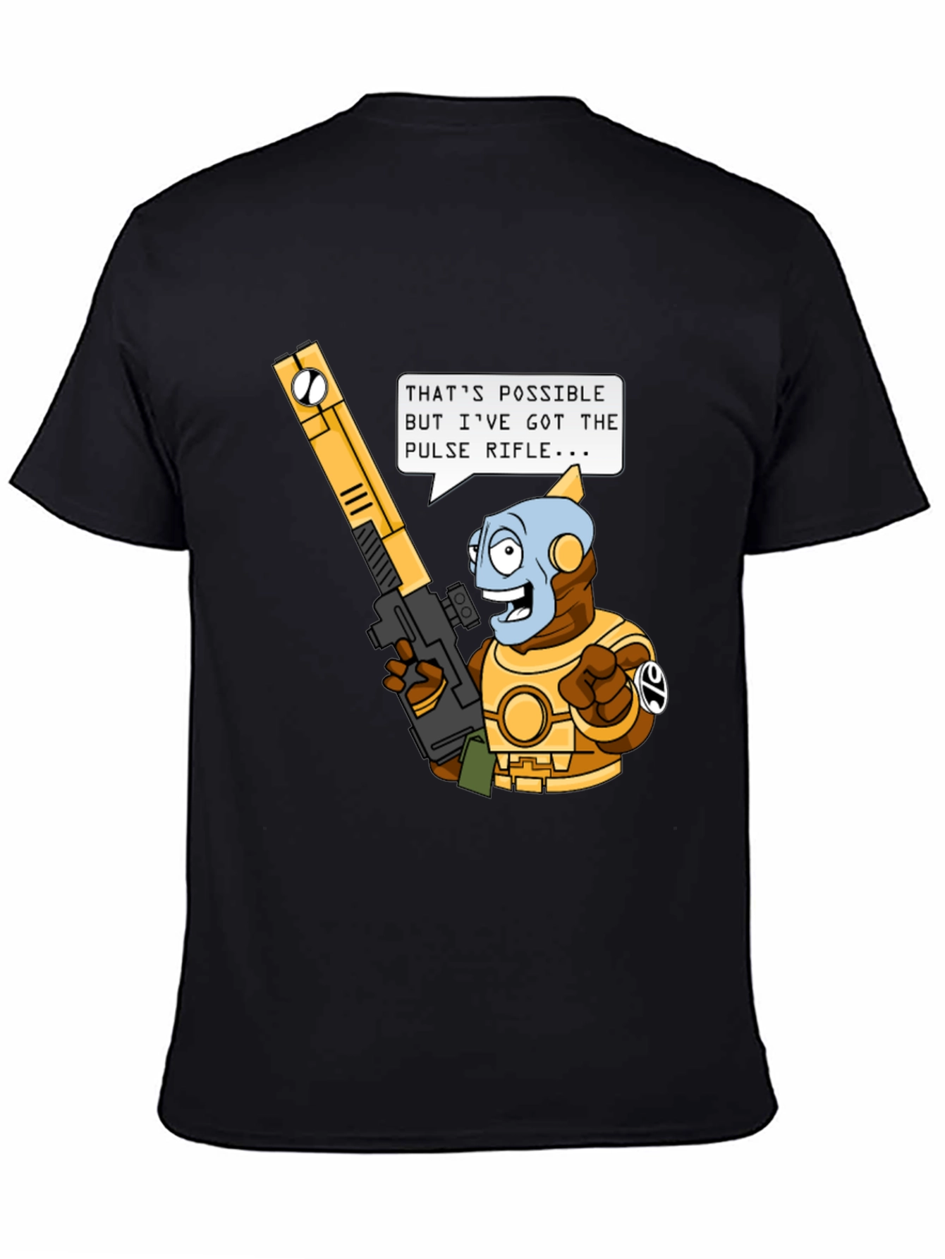 Humorous Sci-Fi T-Shirt - Pulse Rifle Design