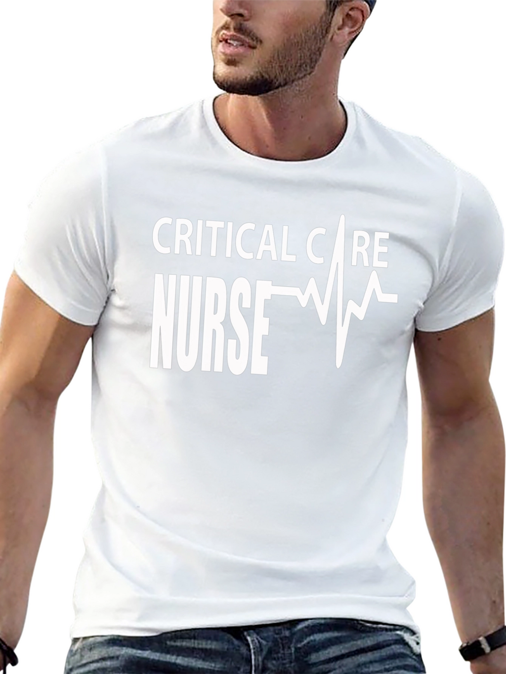 Critical Care Nurse T-Shirt - Heartbeat Design