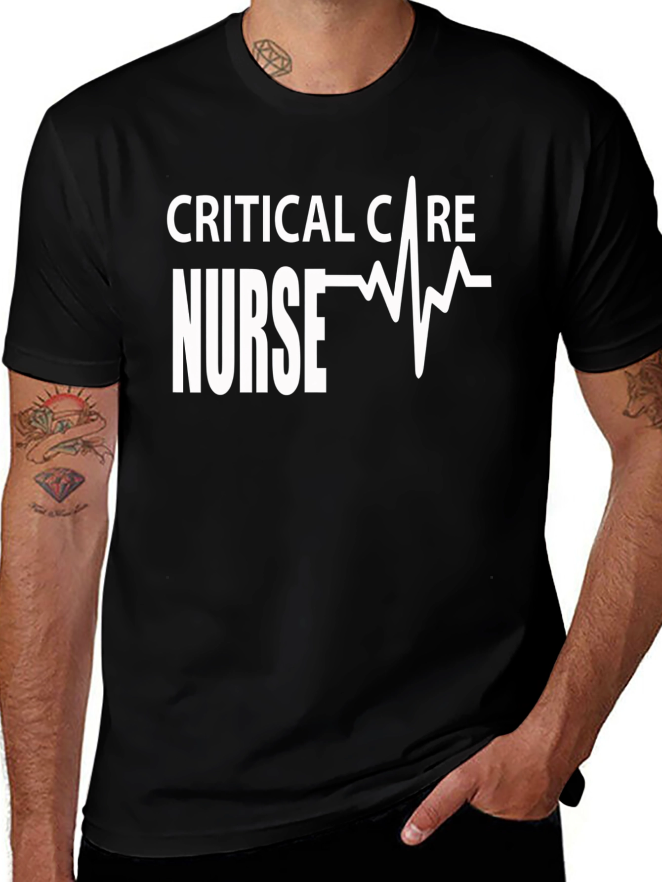 Critical Care Nurse T-Shirt - Heartbeat Design